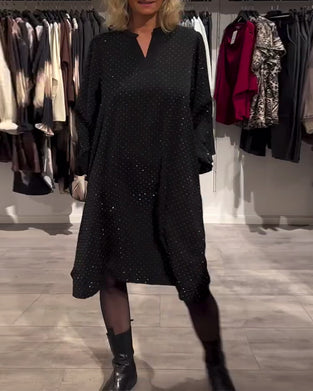 Kjole Med Lanterneermer Med Diamanttrykk