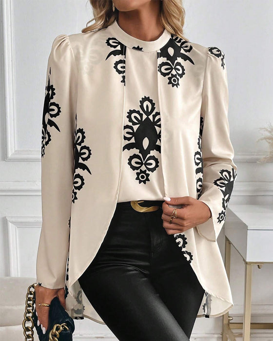 Bluse Pufferm Uregelmessig Trykk