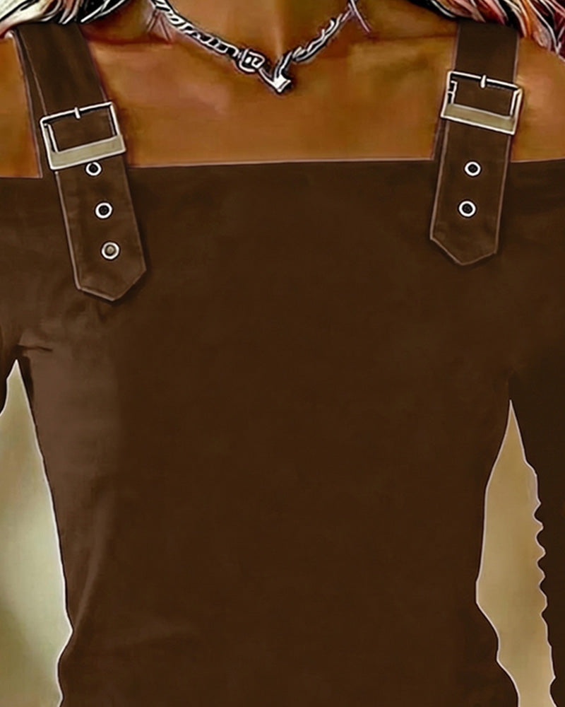Topp Lang Erme Off-Shoulder Kamisol