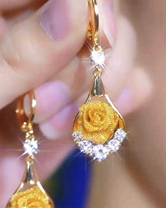 Elegante Mesh-Ørringer Med Rosemotiv