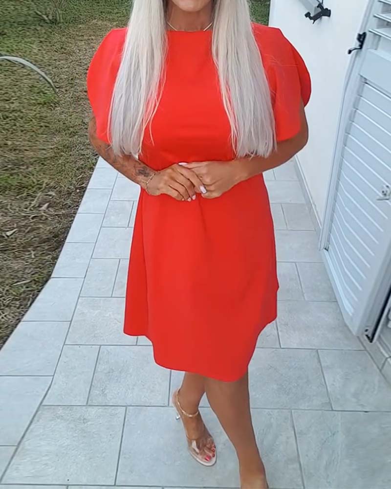 Kjole Ensfarget Pufferme A-Linje