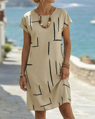 Kjole Dame Sommer Casual Trykk Rund Hals