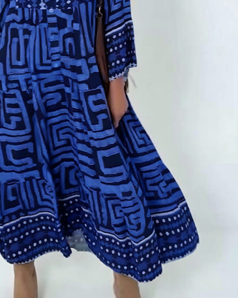 Kjole Etnisk Geometrisk Trykk