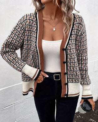 Cardigan Vintage Rutet Knapprekke