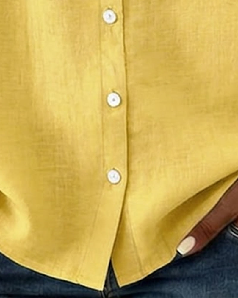 Skjorte Peter Bomull-lin Pan-Krage Rysjekant Knappefront