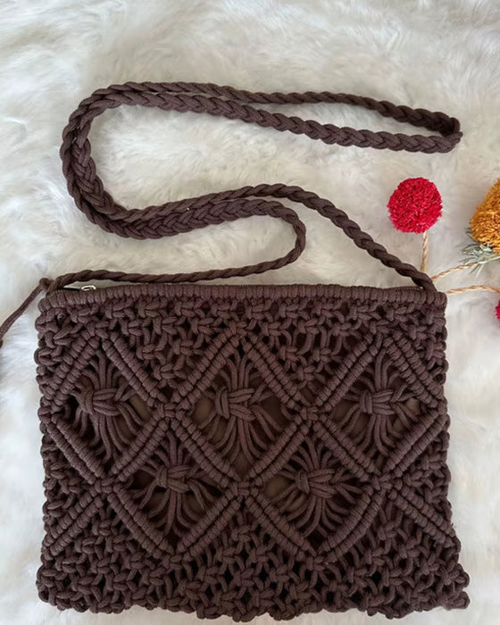 🏆Lynsalg⚡Minimalistisk Dusk Dameclutch – Retro Håndveske i Bomullstau Sommerferie Boho Strandveske