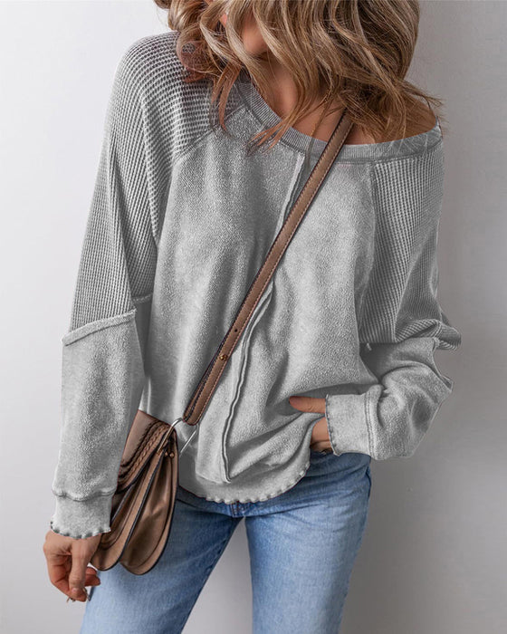 Sweatshirts Omvendt Søm Patchwork Casual