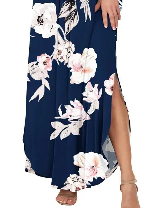 Kjole Elegant Blekkvask Blomstret Maxi