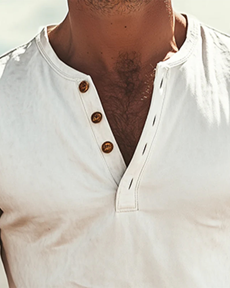 Herrer T-Skjorte Knappestolpe Kortsermet