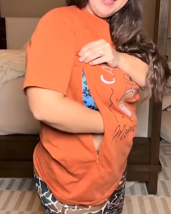 T-Skjorte Trykt Rund Hals Amming