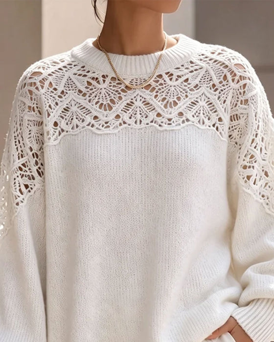 Pullover Utsparing Puff Erme Lang