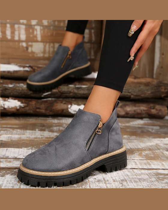 🔥Høst- Og Vintergodterier🔥Dame Støvler Med Rund Tå Og Glidelås I Siden