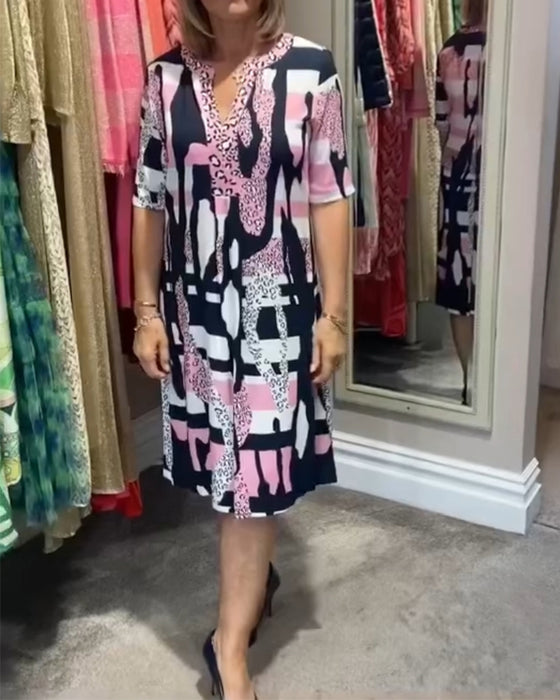 Midikjole med leopardmønster for kvinner