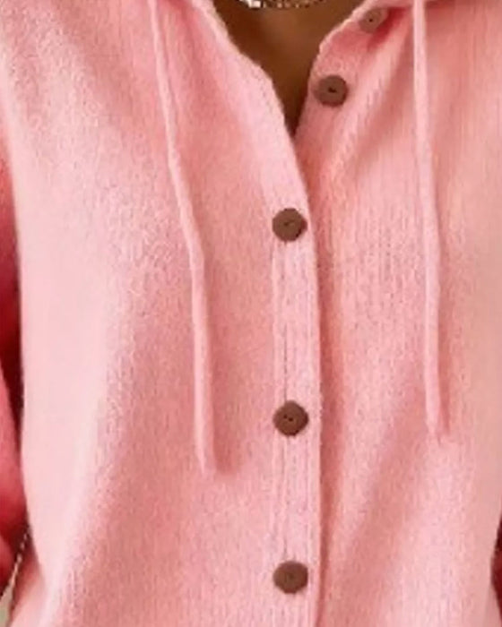 Cardigan Ensfarget Hetta Knapprad