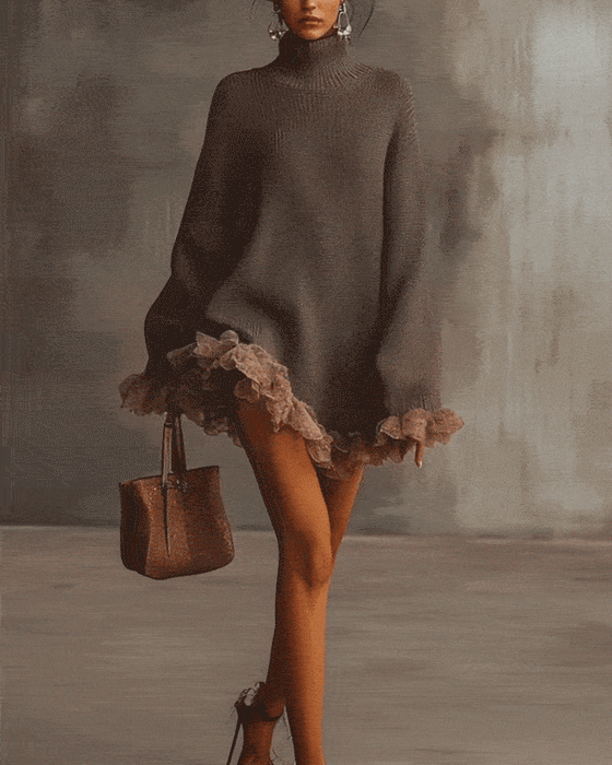 Set Med Elegant Stil, Genser Lag Og Camisole Kjole