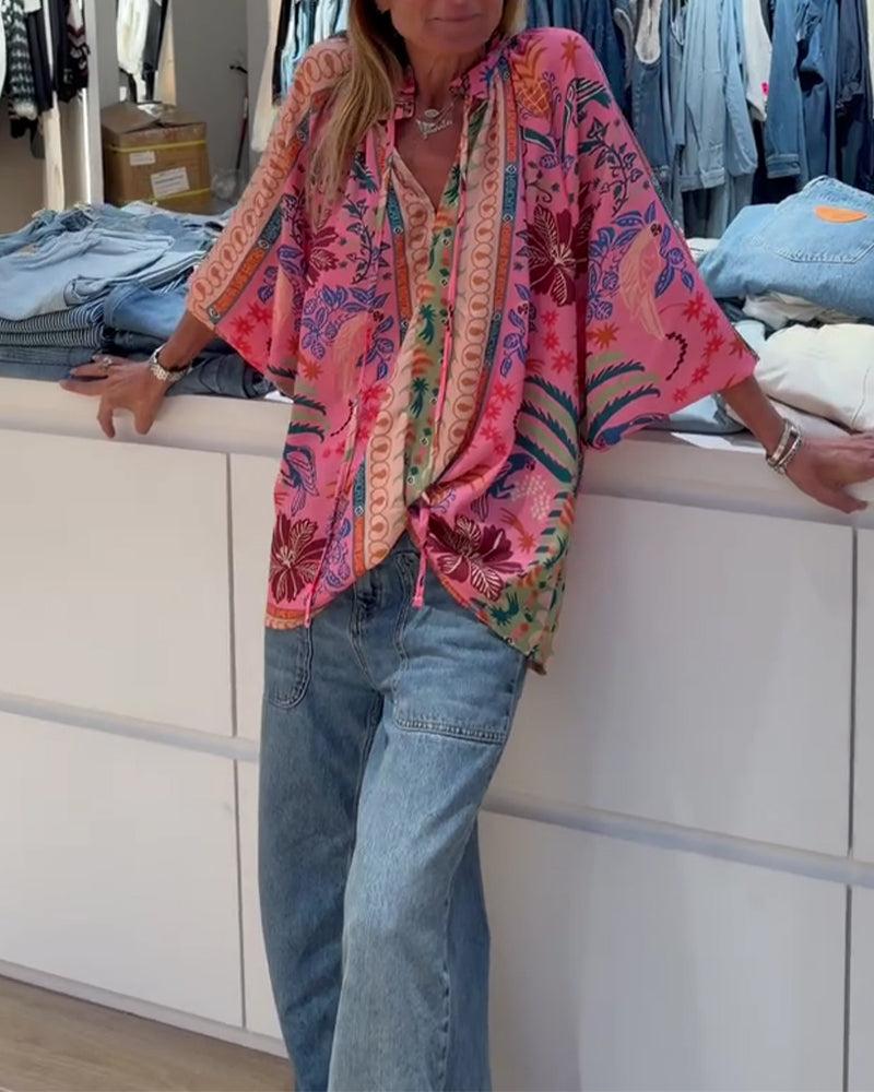 Bluse Bohemisk Trykk