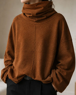 Sweatshirt Turtleneck Lang Erme Casual