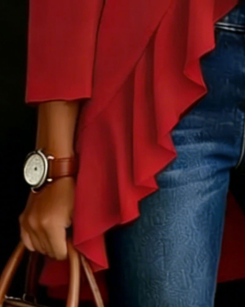 Bluse V-Hals Knyte Foran Rysj