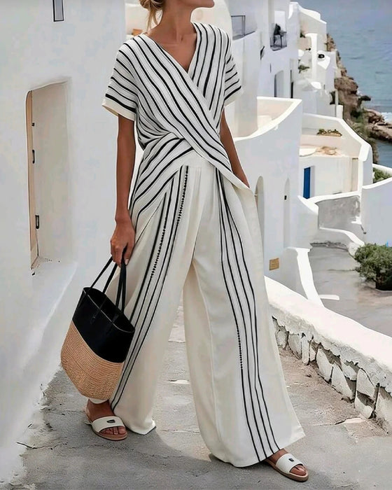 Sett V-Hals Kors Stripe Bred Ben