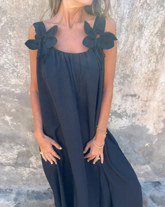 Kjole Ermeløs Ensfarget Modellen Lang