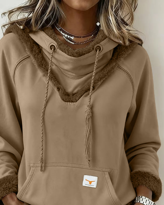 Langermet Genser Med Lappetæktsdetaljer Og Lomme