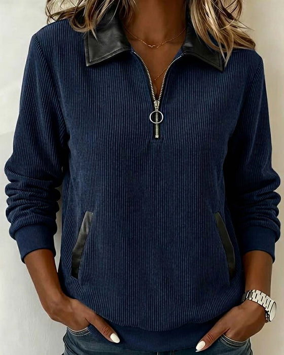 Sweatshirt Slag Glidelås Lang Erme