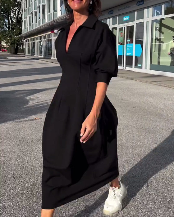 Ensfarget uformell kjole med jakkeslag