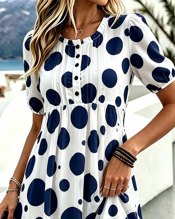 Kjole Ruffle Trim Polka Dot Rynket
