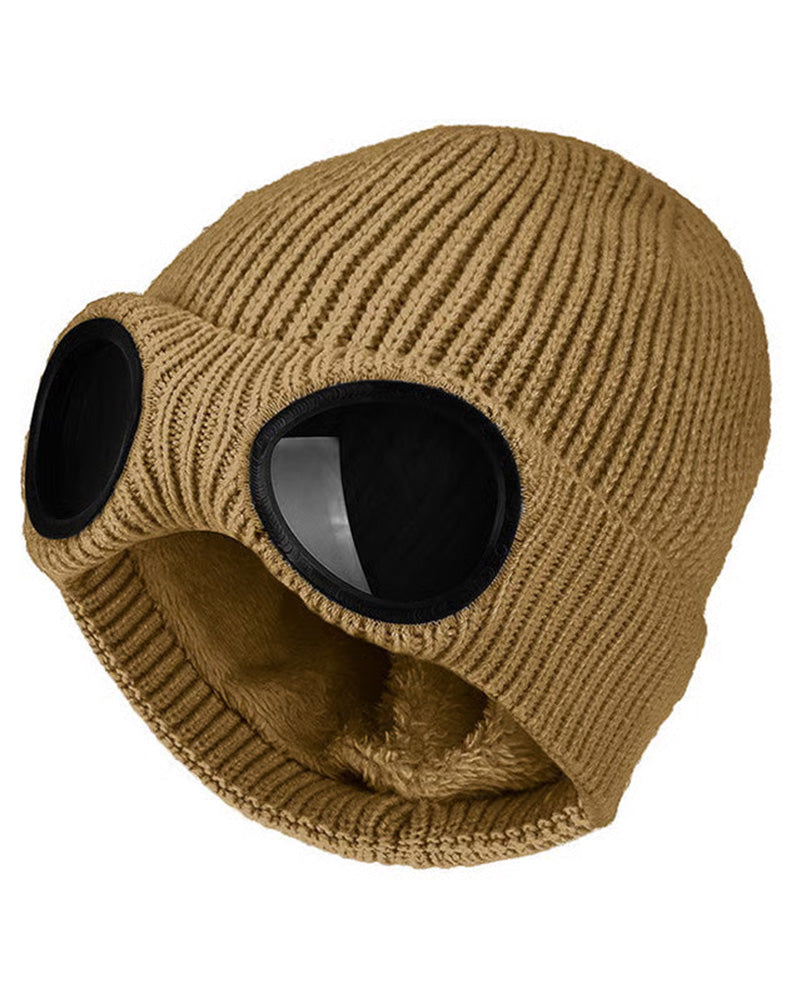 Unisex Ensfarget Goggle-linse Designet Beanie Lue