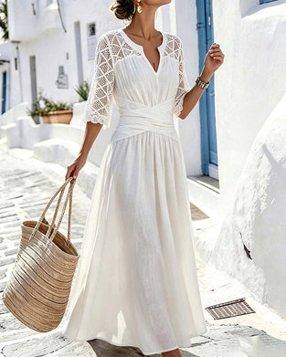 Kjole V-hals Krysse Knipling Panel