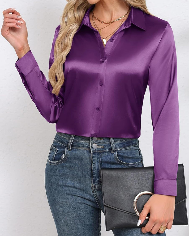 Skjorte Ensfarget Langermet Drapering