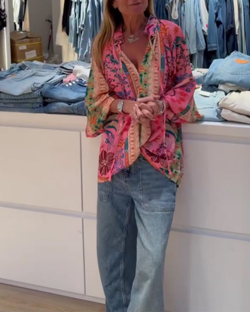 Bluse Bohemisk Trykk