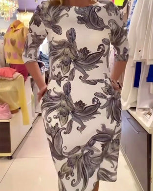 Kjole Cashew Blomst Rund Hals Moteriktig