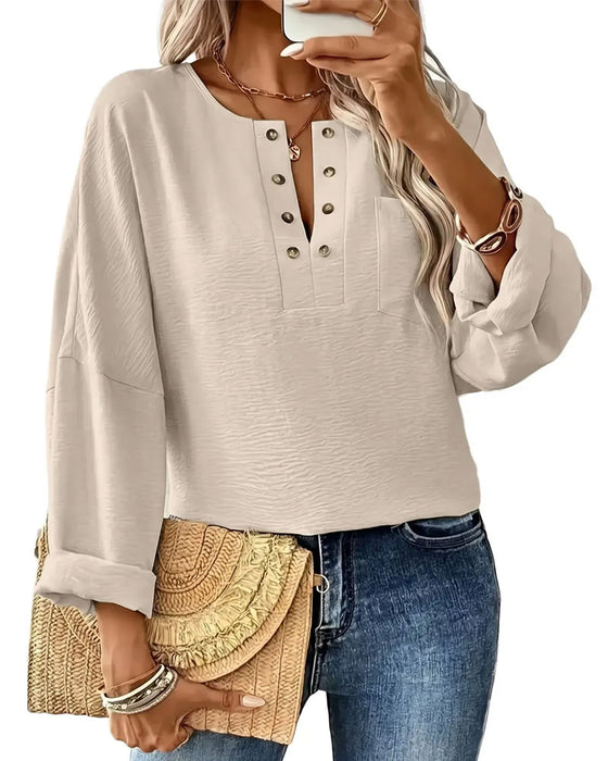 Bluse Solid Casual Lang Erme