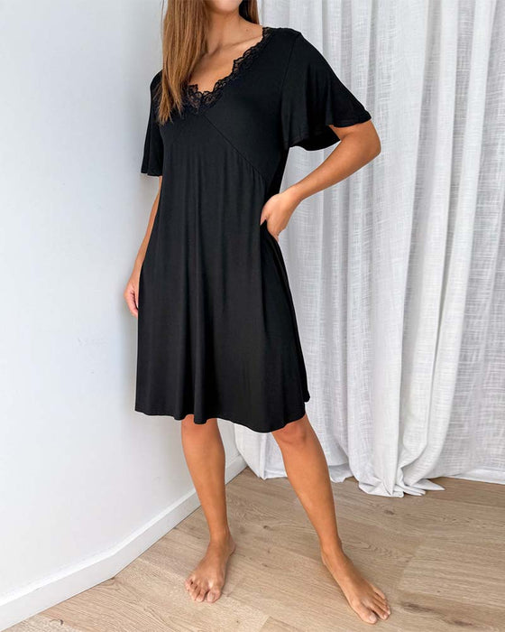 Kjole Knipling Søm V-Hals