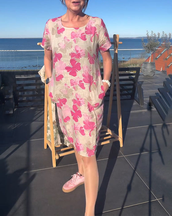 Kjole Casual Sommerfugltrykk