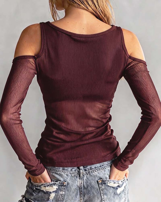 Bluse Kors Og Tvers V-Hals Off-Shoulder