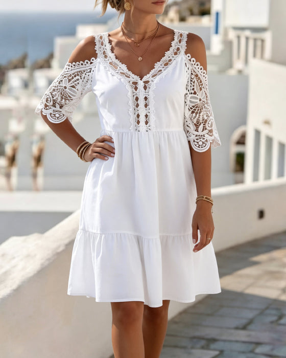 Kjoler Blonder Off-Shoulder Lagdelt Kort