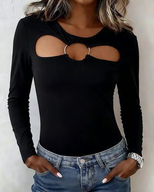 T-Skjorte Gjennombrutt Ringspenne Slim-Fit