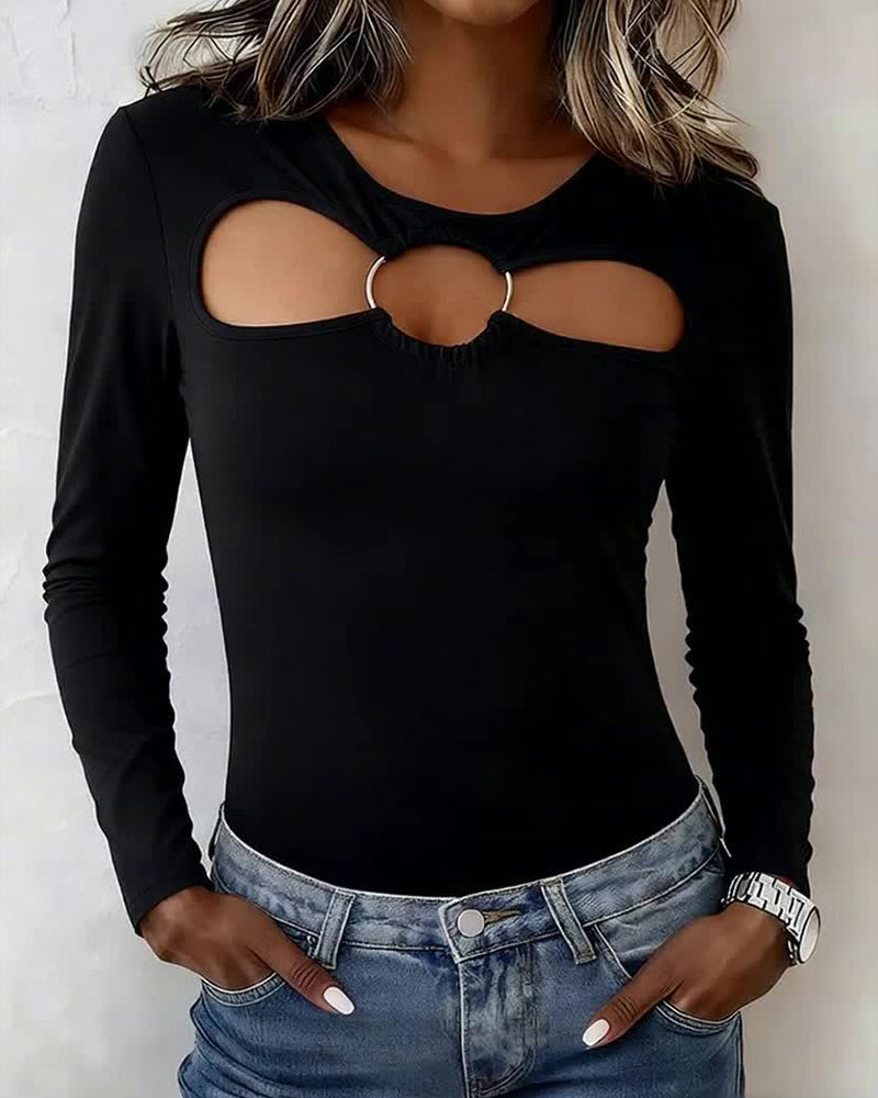 T-Skjorte Gjennombrutt Ringspenne Slim-Fit