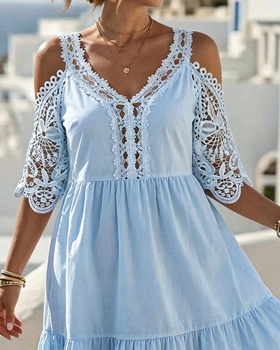 Kjoler Blonder Off-Shoulder Lagdelt Kort