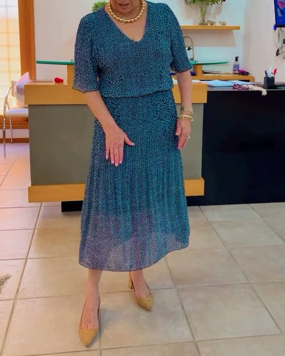 V-hals løst skjørt med midtermer