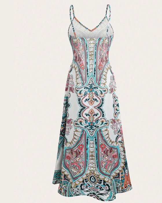 Kjole Vintage Trykk Camisole Maxi