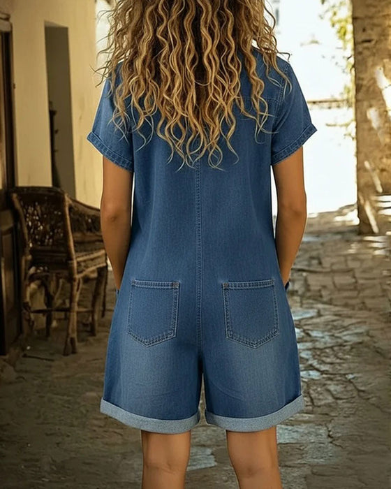 Kjeledress Denim Kort Erme