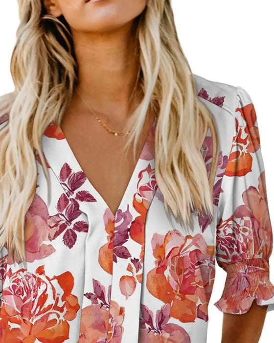 Bluse Elegant Liten Blomsterprint