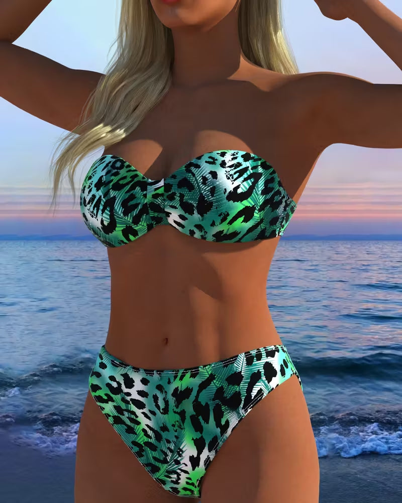 Bikini Bandeau Leopardtrykk