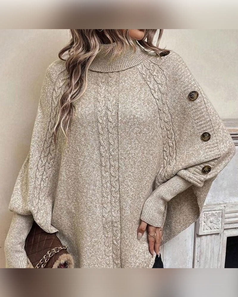 Genser Turtleneck Uregelmessig Flette Knapp