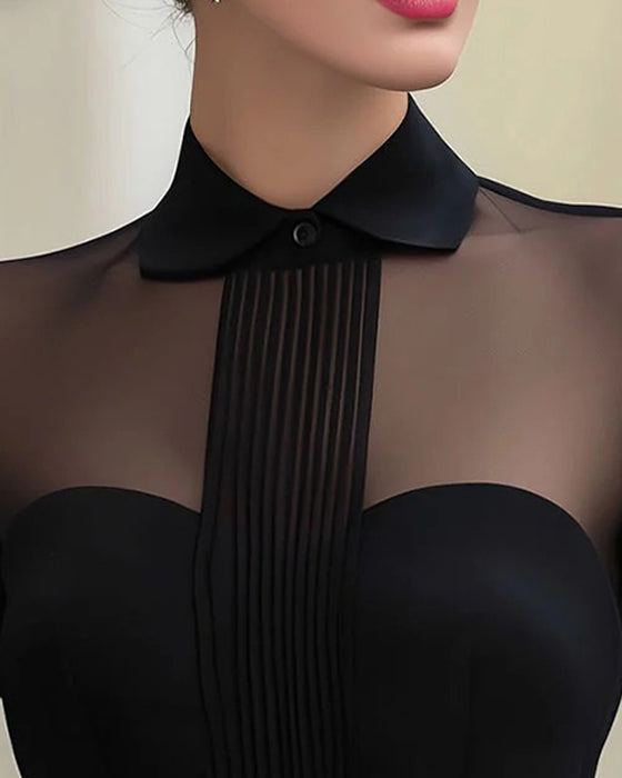 Bluse Elegant Mesh Langermet