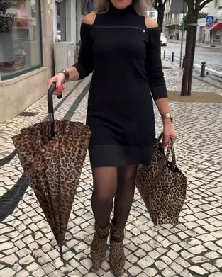 Kjole Skulderfri Langermet Mote