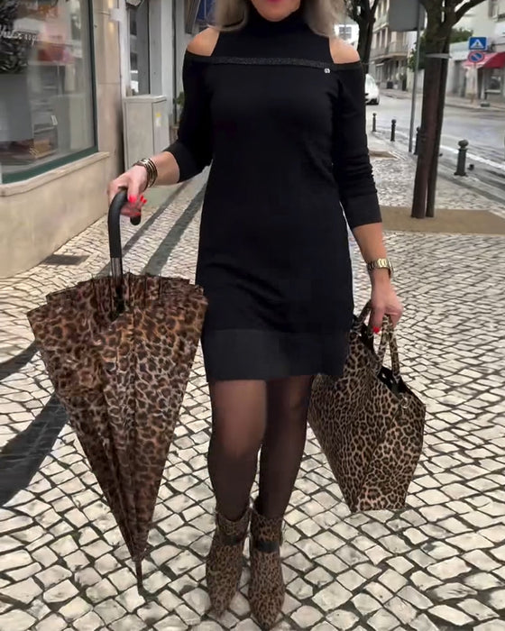 Kjole Skulderfri Langermet Mote